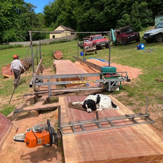 cutting up timber on site